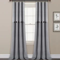 Buttons And Stripes Curtain Panel Set, 84 In.-Kirkland's Home Clearance