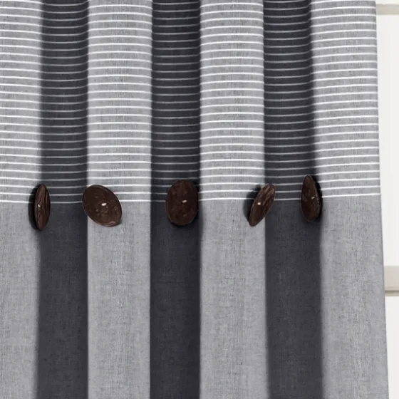 Buttons And Stripes Curtain Panel Set, 84 In.-Kirkland's Home Clearance