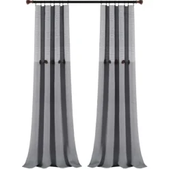 Buttons And Stripes Curtain Panel Set, 84 In.-Kirkland's Home Clearance