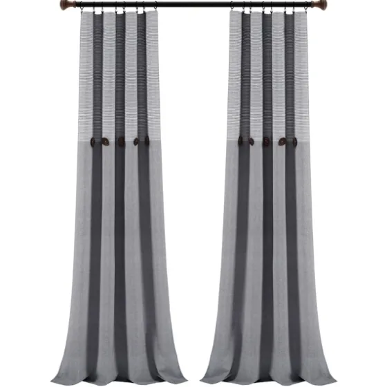 Buttons And Stripes Curtain Panel Set, 84 In.-Kirkland's Home Clearance