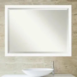 Cabinet White Narrow Frame Beveled Mirror-Kirkland's Home Sale