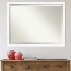 Cabinet White Narrow Frame Beveled Mirror-Kirkland's Home Sale
