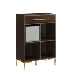 Cadence Gold Record Storage Bookcase With Speaker-Kirkland's Home Clearance
