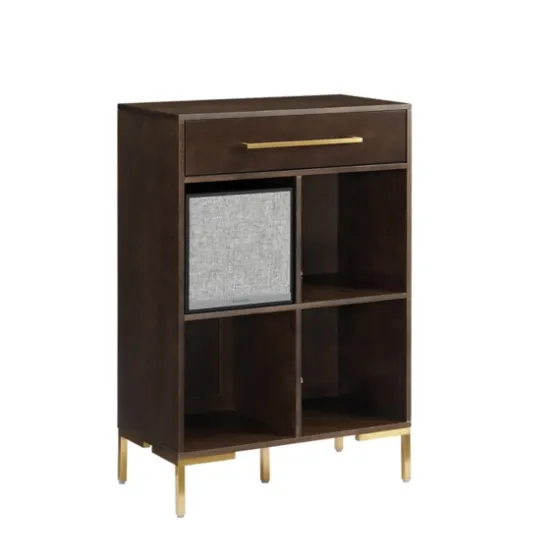 Cadence Gold Record Storage Bookcase With Speaker-Kirkland's Home Clearance