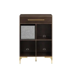 Cadence Gold Record Storage Bookcase With Speaker-Kirkland's Home Clearance