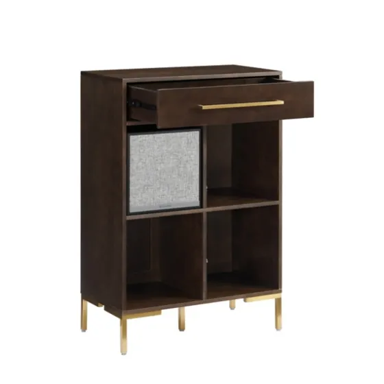 Cadence Gold Record Storage Bookcase With Speaker-Kirkland's Home Clearance