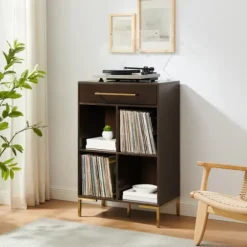 Cadence Gold Record Storage Bookcase-Kirkland's Home Discount