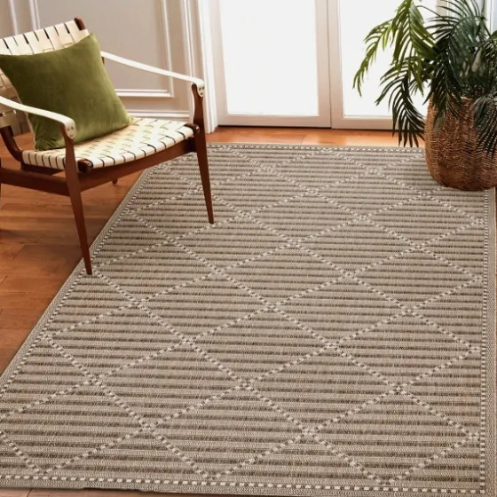 Cafe Geo Lattice Outdoor Area Rug, 4X7-Kirkland's Home Shop