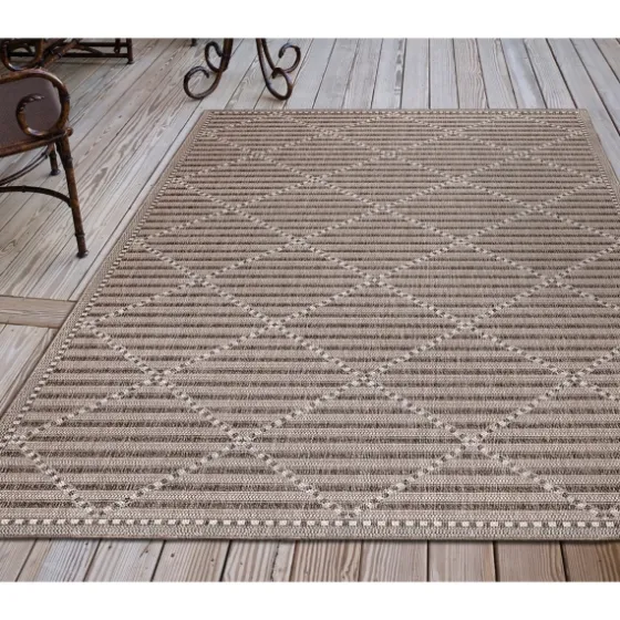 Cafe Geo Lattice Outdoor Area Rug, 4X7-Kirkland's Home Shop