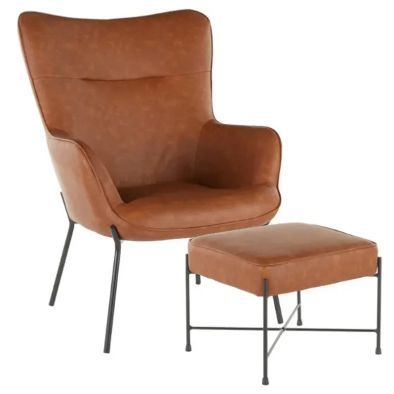Camel Faux Leather 2-Pc. Chair And Ottoman Set-Kirkland's Home Clearance