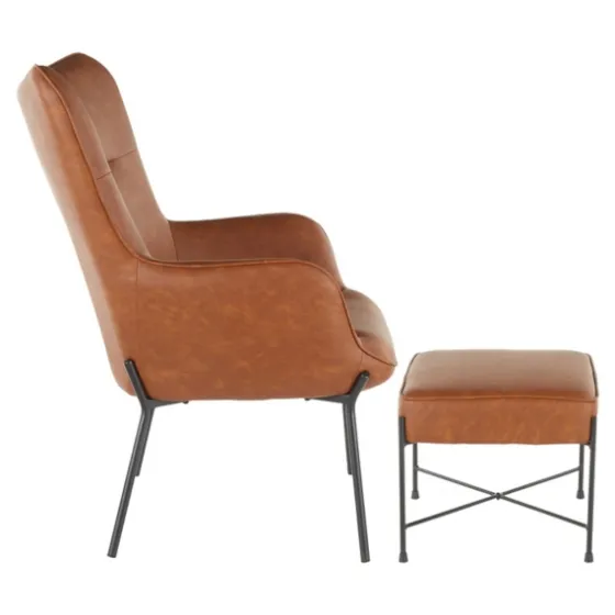 Camel Faux Leather 2-Pc. Chair And Ottoman Set-Kirkland's Home Clearance