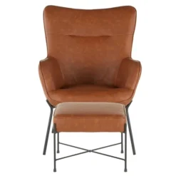 Camel Faux Leather 2-Pc. Chair And Ottoman Set-Kirkland's Home Clearance