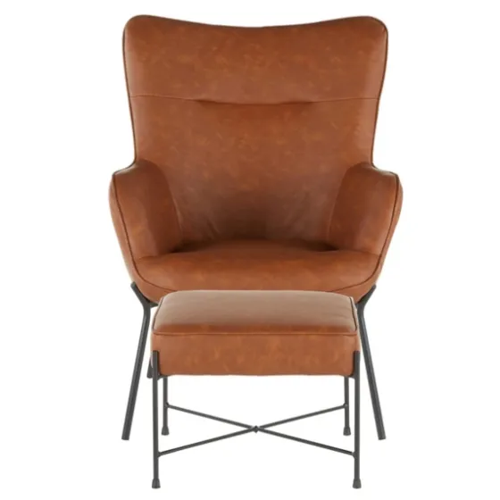 Camel Faux Leather 2-Pc. Chair And Ottoman Set-Kirkland's Home Clearance