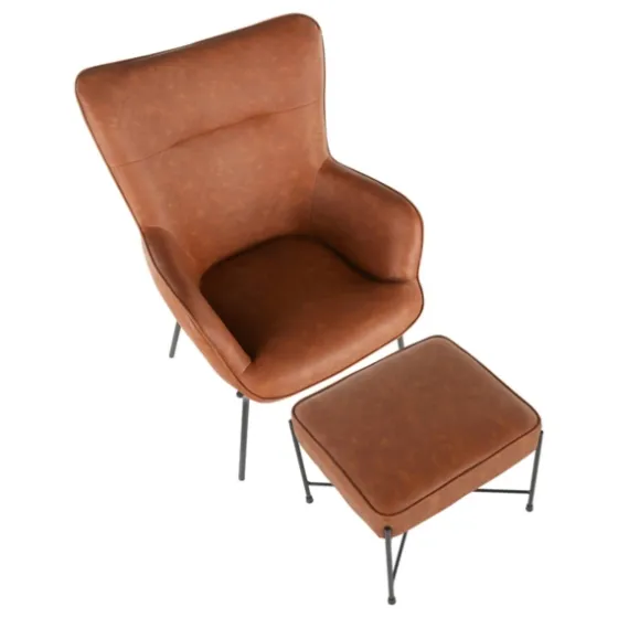 Camel Faux Leather 2-Pc. Chair And Ottoman Set-Kirkland's Home Clearance