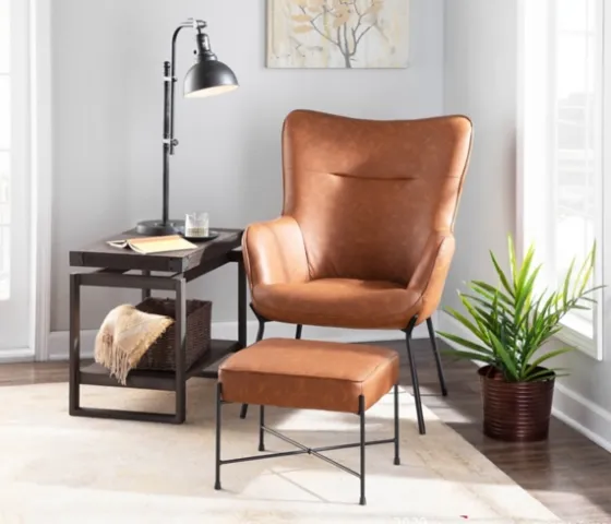 Camel Faux Leather 2-Pc. Chair And Ottoman Set-Kirkland's Home Clearance