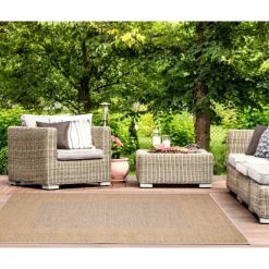 Camel Leopard Border Outdoor Area Rug, 6X9-Kirkland's Home Shop