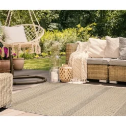 Camel Linear Sundry Outdoor Area Rug, 6X9-Kirkland's Home Shop