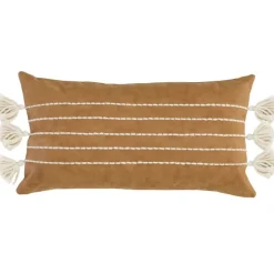 Camel Vegan Leather Tasseled Lumbar Pillow-Kirkland's Home Flash Sale