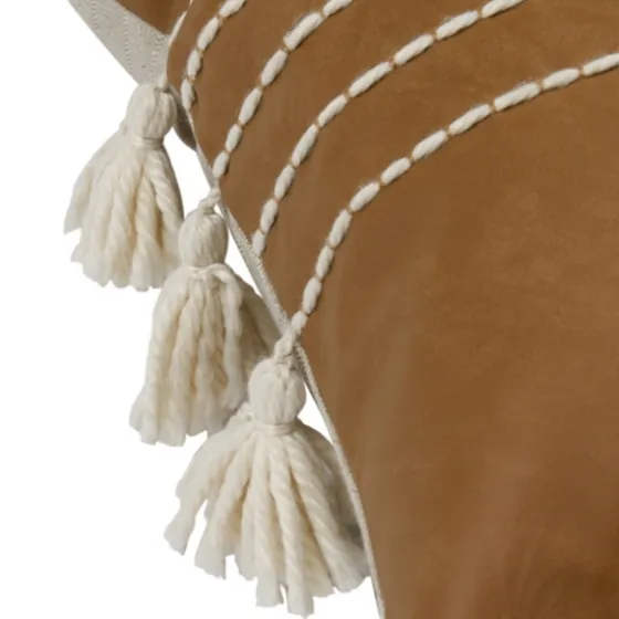 Camel Vegan Leather Tasseled Lumbar Pillow-Kirkland's Home Flash Sale