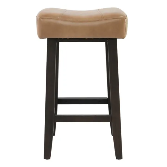 Camel Wood And Leather Backless Stool-Kirkland's Home Cheap