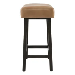 Camel Wood And Leather Backless Stool-Kirkland's Home Cheap