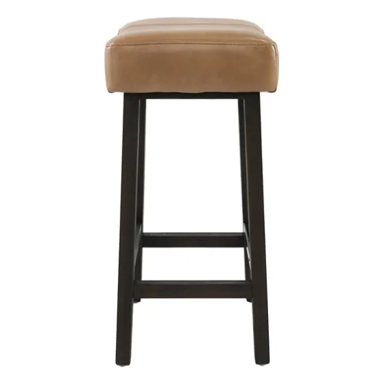Camel Wood And Leather Backless Stool-Kirkland's Home Cheap