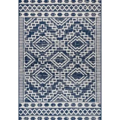 Cammie Blue Moroccan Tribal Outdoor Rug, 5X8-Kirkland's Home New