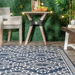 Cammie Blue Moroccan Tribal Outdoor Rug, 5X8-Kirkland's Home New