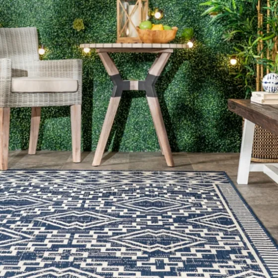 Cammie Blue Moroccan Tribal Outdoor Rug, 5X8-Kirkland's Home New