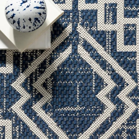 Cammie Blue Moroccan Tribal Outdoor Rug, 5X8-Kirkland's Home New