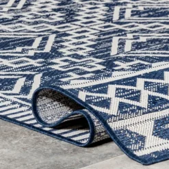 Cammie Blue Moroccan Tribal Outdoor Rug, 5X8-Kirkland's Home New