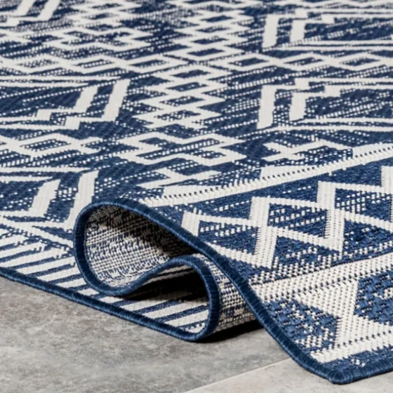 Cammie Blue Moroccan Tribal Outdoor Rug, 5X8-Kirkland's Home New