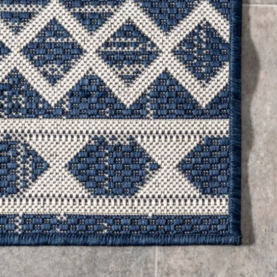 Cammie Blue Moroccan Tribal Outdoor Rug, 5X8-Kirkland's Home New