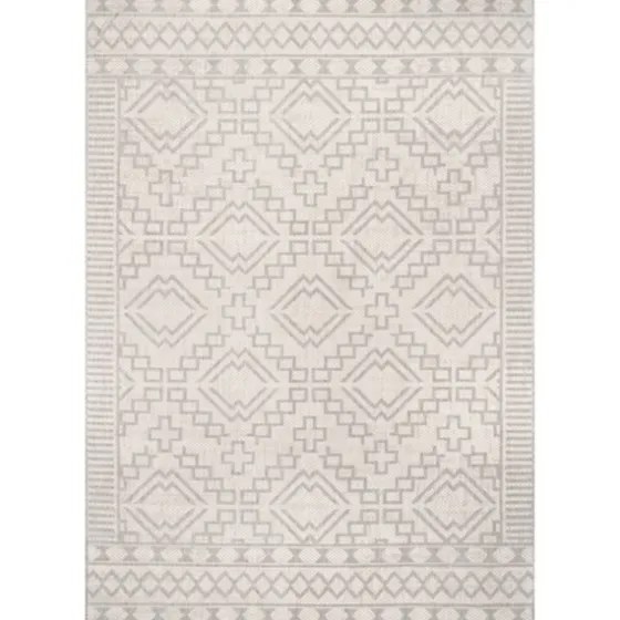 Cammie Gray Moroccan Geometric Outdoor Rug, 5X8-Kirkland's Home Best