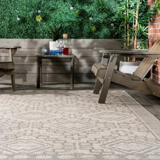 Cammie Gray Moroccan Geometric Outdoor Rug, 5X8-Kirkland's Home Best