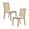 Cane Back Upholstered Wood Dining Chairs, Set Of 2-Kirkland's Home Clearance