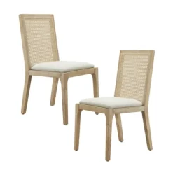 Cane Back Upholstered Wood Dining Chairs, Set Of 2-Kirkland's Home Clearance