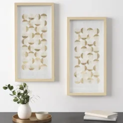 Capiz Shells Emblem Framed Wall Plaques, Set Of 2-Kirkland's Home Flash Sale