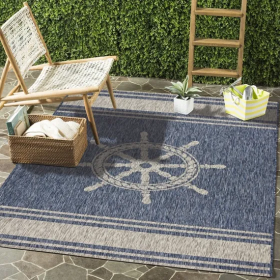 Captiva Nautical Helm Outdoor Area Rug, 5X7-Kirkland's Home Sale