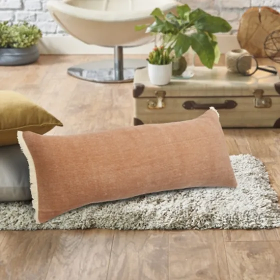 Caramel Coated Lumbar Accent Pillow With Fringe-Kirkland's Home Hot