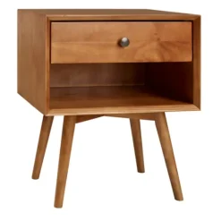 Caramel 1-Drawer Mid Century Nightstand-Kirkland's Home Clearance
