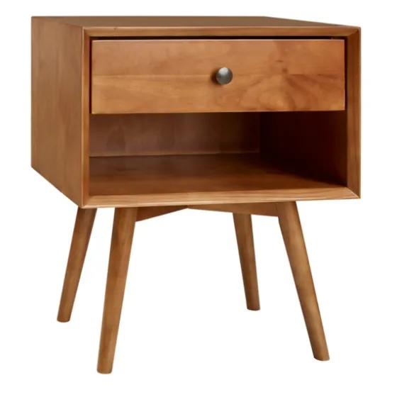Caramel 1-Drawer Mid Century Nightstand-Kirkland's Home Clearance