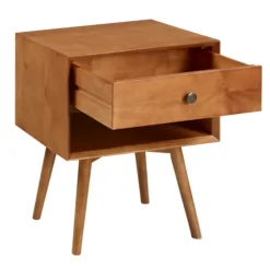 Caramel 1-Drawer Mid Century Nightstand-Kirkland's Home Clearance