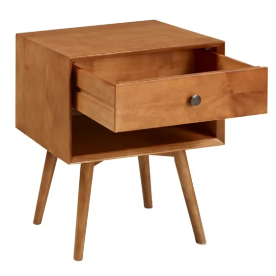 Caramel 1-Drawer Mid Century Nightstand-Kirkland's Home Clearance