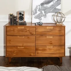Caramel Mid-Century Modern 6-Drawer Dresser-Kirkland's Home Sale