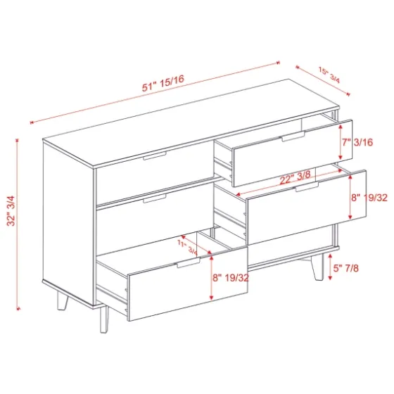 Caramel Mid-Century Modern 6-Drawer Dresser-Kirkland's Home Sale