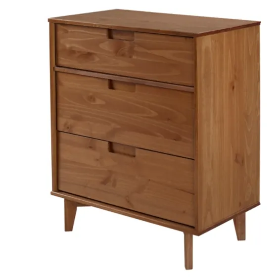 Caramel Mid-Century Modern 3-Drawer Wood Chest-Kirkland's Home Clearance