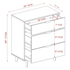 Caramel Mid-Century Modern 3-Drawer Wood Chest-Kirkland's Home Clearance