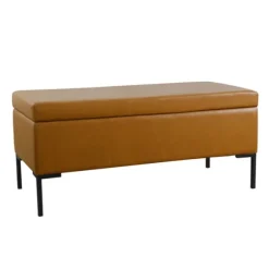 Caramel Vegan Leather Storage Bench-Kirkland's Home Hot