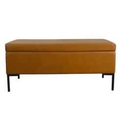 Caramel Vegan Leather Storage Bench-Kirkland's Home Hot